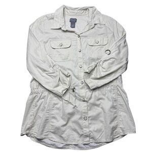 Additions by Chicos 1 (Med) Ivory Button Up Shirt 3/4 Sleeve Womens M